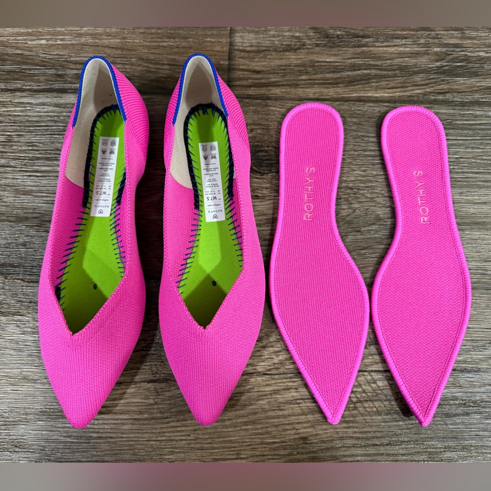 Rothy's Pointy Toe Flat DRAGON FRUIT NEW SZ 7.5 - Picture 10 of 12